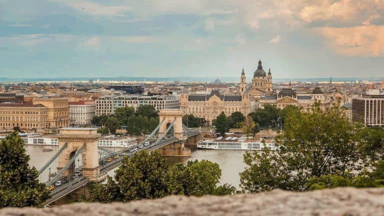 Overlooking the Danube river in Budapest from one of the city's many hills.